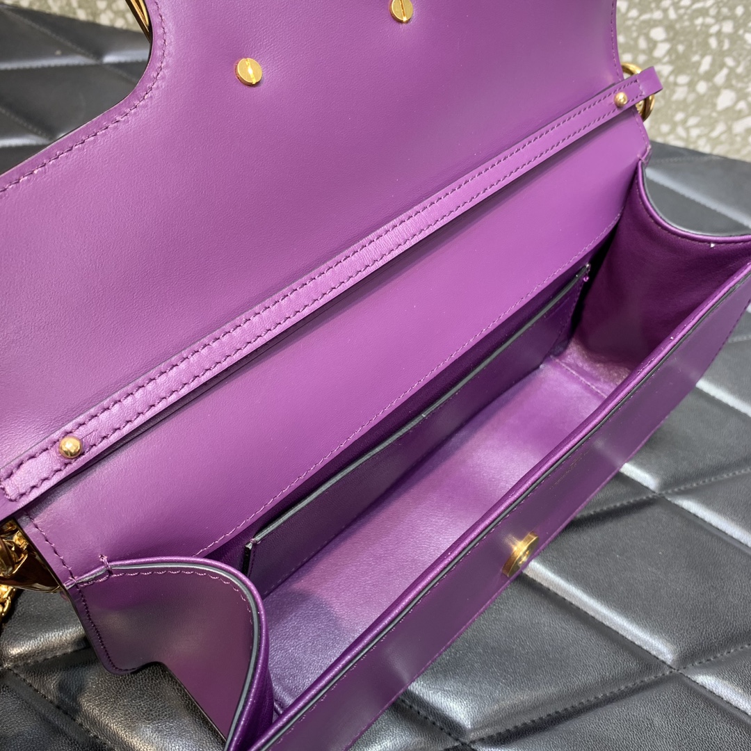 Valentino Garavani Loco Shoulder Bag in Purple Calfskin Leather